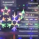 Светодиодная гирлянда-штора Снежинка и звезда 3х0.9 м 145 LED, мультиколор, для комнаты - изображение 5