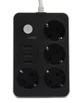 Подовжувач мережевий Power Socket 8204 3 USB на 4 розетки 2м Black - зображення 3