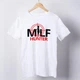 Мужская футболка повседневная с принтом "Milf hunter" белая однотонная хлопковая универсальная M - изображение 1