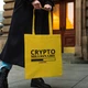 Сумка шопер жіноча однотонна з надписом "CRYPTO Millionaire" 38х42 см жовтого кольору - зображення 1