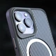 TPU+PC чохол Metal Buttons with MagSafe Carbon Ring для Apple iPhone 15 Pro (6.1") Сірий - зображення 5