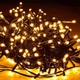 Гірлянда на 6 м., 80 LED діодів, дріт гнучкий чорний, свічення Біле тепле від 220В (на ялинку, штору, вікно, стіну) - зображення 8