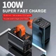 Павербанк Power bank 60000 mAh PD 100W з ліхтарем для швидкої зарядки ноутбука планшета смартфона LED дисплей високої ємності дорожній зовнішній акумулятор адаптер - зображення 1