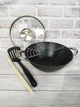 Сковорода WOK Kamille KM-4806 чугунное мраморное покрытие с крышкой 28cm 3.6л - изображение 1