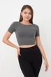 Топ з коротким рукавом та круглим вирізом Giulia CROP T-SHIRT L/XL Grey-poppy seed - изображение 1
