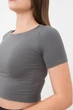 Топ з коротким рукавом та круглим вирізом Giulia CROP T-SHIRT L/XL Grey-poppy seed - изображение 4