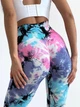 Спортивні жіночі легінси (лосини) Marble Blot Tie-Dye з ефектом пуш-ап для фітнесу та йоги Безшовні Плямисті Push Up XS-S Блакитно-рожеві (4903S) - зображення 2