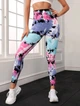Спортивні жіночі легінси (лосини) Marble Blot Tie-Dye з ефектом пуш-ап для фітнесу та йоги Безшовні Плямисті Push Up XS-S Блакитно-рожеві (4903S) - зображення 5