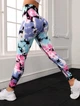 Спортивні жіночі легінси (лосини) Marble Blot Tie-Dye з ефектом пуш-ап для фітнесу та йоги Безшовні Плямисті Push Up XS-S Блакитно-рожеві (4903S) - зображення 6