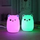 Детский ночник аккумуляторный силиконовый котик с ушками RGB 16 цветов свечения для детской комнаты Cartoon Light лед светильники для детей разноцветные CL2808P - изображение 3