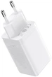 Блок питания Быстрая зарядка Сетевое зарядное устройство Baseus GaN5 Pro 65W (2 Type-С+USB ) + Кабель Type-C to Type-C 100W 1m для iPhone iPad Samsung Lenovo Xiaomi Macbook White - изображение 5