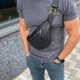 Кожаная мужская сумка нагрудная бананка слинг Grand leather - изображение 3