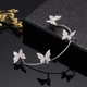 Жіночі сережки кафи зі вставками на вухо без проколу ButterflyDance, 62х48 мм, сріблясті - зображення 6