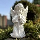 Фигура Ангел молится, сидя на коленях, белый цвет, высота 31 см, скульптура ангела на могилу - изображение 2