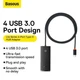 USB-хаб 4in1 Baseus Lite Series 4-port Type-C to 4xUSB-A 3.0 1.0м BS-OH016 черный (WKQX030401) - изображение 5