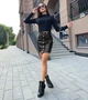 Женска кожаная юбка мини с высокой посадкой узкая, эко кожа NA837 размер 42/44, цвет черный - изображение 6
