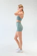 Жіночий комплект для спорту Soft, midnight green (топ, шорти, кофта на застібку) - XL - зображення 8