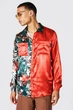 Рубашка Boohoo Tall Satin Palm Print Spliced ​​Червоний L AMM01998 - зображення 1