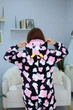 Женская кигуруми взрослая и подростковая Kigurumi Корова Бык С Розовыми Пятнами Черный M 155-165 см (1114) - изображение 7