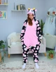 Женская кигуруми взрослая и подростковая Kigurumi Корова Бык С Розовыми Пятнами Черный XL 175-185 см (1114) - изображение 1