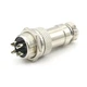 Силовий кабельний роз'єм mic 4 pin GX16-4 авіаційний циліндричний на 4 контакти тато+мама для мікрофона та гарнітури (18-1) - зображення 1