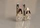 Серебряные серьги Silverstyle с пластинами из золота 032с, цвет камня белый - изображение 1