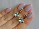 Серебряные серьги Silverstyle с пластинами из золота 010с, цвет камня зеленый - изображение 6