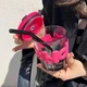 Склянка скляна 350 мл з трубочкою з рожевою силіконовою вставкою Сірий - зображення 5