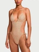 Купальник Victoria's Secret Swim Crochet Monokini One-Piece Swimsuit Бежевый L - изображение 1
