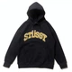 Теплый худи Stussy fleece logo на флисе, цвет чёрный, Размер XL - изображение 1