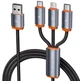 Кабель для зарядки універсальний 3 в 1 Toocki Lightning/micro-USB/USB Typ-C Чорний - зображення 1
