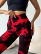 Спортивные женские леггинсы (лосины) Marble Blot Tie-Dye с эффектом пуш-ап для фитнеса и йоги Бесшовные Пятнистые Push Up M Красный с черным (5104M) - изображение 3
