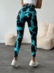 Спортивні жіночі легінси (лосини) Marble Blot Tie-Dye з ефектом пуш-ап для фітнесу та йоги Безшовні Плямисті Push Up XS-S Блакитний з чорним (5105S) - зображення 2