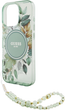 Панель Guess Hardcase IML Flowers With Pearl Strap MagSafe для Apple iPhone 16 Pro Max Green (GUHMP16XHFWBRCESN) - зображення 5