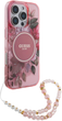 Панель Guess Hardcase IML Flowers With Pearl Strap MagSafe для Apple iPhone 16 Pro Max Purple (GUHMP16XHFWBRCESU) - зображення 3