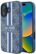 Панель Guess Hardcase 4G Printed Stripes MagSafe для Apple iPhone 16 Blue (GUHMP16SP4RPSB) - зображення 1