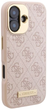 Панель Guess Hardcase 4G Logo Plate MagSafe для Apple iPhone 16 Pink (GUHMP16SU4GPRP) - зображення 4