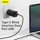 Мережевий зарядний пристрій адаптер BASEUS GaN2 Lite Quick Charger зі швидкою зарядкою |1USB/1Type-C, QC/PD, 5A, 65W| Чорний - зображення 8