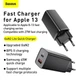 Мережевий зарядний пристрій адаптер BASEUS GaN2 Lite Quick Charger зі швидкою зарядкою |1USB/1Type-C, QC/PD, 5A, 65W| Чорний - зображення 12