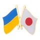 Подвійний значок-пін з прапорами України та Японії (00263) - зображення 1