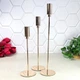 Подсвечники металлические золотистые высокие 3 предмета Tubo Gold - изображение 2