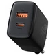 Мережевий адаптер Baseus Compact Quick Charger (USB+Type-C) 20W 3A QC3.0+PD3.0, чорний - зображення 1