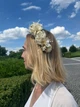Венок для волос / свадебный веночек белый на голову с цветами «Белоснежная роскошь» 22*22*7 см - изображение 3