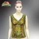Блуза женская "Зеленый романс" Michal Negrin с кристаллами Swarovski, кружевом и цветочным принтом, ручная работа (р-L) - изображение 3