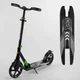 Самокат двухколесный алюминиевый Best Scooter Big Wheels черный с зелёным 93427 - изображение 1
