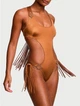 Купальник Victoria's Secret Swim VS Archives Macrame Fringe Monokini One-Piece Swimsuit Бежевый XS - изображение 1