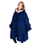 Плед толстовка с капюшоном плюшевый Huggle Hoodie синий теплый мягкий худи с карманом на флисе 80х100 см - изображение 4