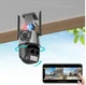 Уличная охранная поворотная WIFI камера Dual Lens Zoom 8MP сирена, зум, iCSee с удаленным доступом и ночной съемкой - изображение 4