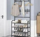 Універсальна вішалка для одягу та взуття пересувна New simple floor clothes rack 60X29.5X151 см чорна - зображення 2