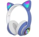 Бездротові навушники з підсвічуванням CAT JST-28 Bluetooth сині для комп'ютера котячі вушка microSD AUX - зображення 2